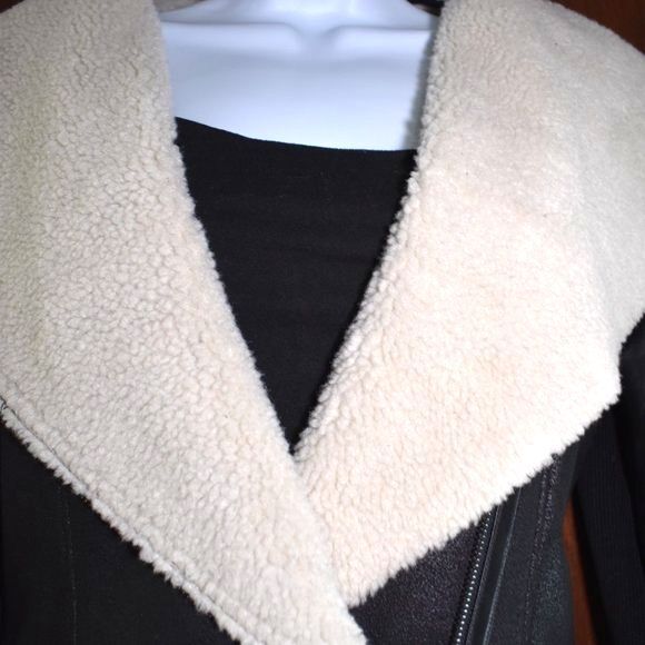 Ecru Anthropologie Suede Sherpa Lined jacket Size Small Black - Picture 9 of 14